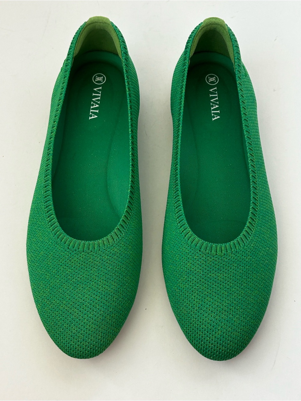 Vivaia Tamia 2.0 Almond Toe Green Ballet Flats 38